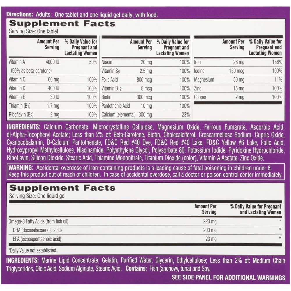 slide 2 of 6, One A Day Women's Prenatal Multivitamin Liquid Gels & Tablets, 60 ct