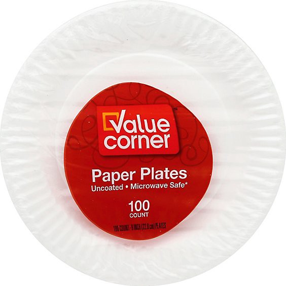 slide 1 of 4, Pantry Essentials Paper Plates Microwave Safe 9 Inch Wrapper - 100 Count, 100 ct