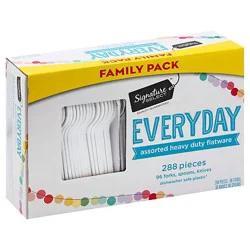 Signature Select Flatware Everyday Assorted Heavy Duty Forks Knives & Spoons - 288 Count
