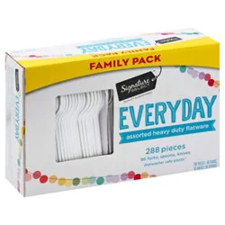 Signature Select Flatware Everyday Assorted Heavy Duty Forks Knives & Spoons - 288 Count