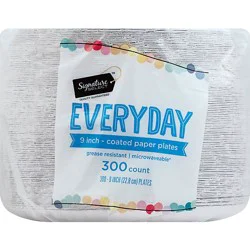 Signature Select Everyday Coated 9 Inch White Paper Plates - 300 Count