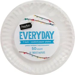 Signature Select Everyday Coated 7 Inch White Paper Plates - 50 Count