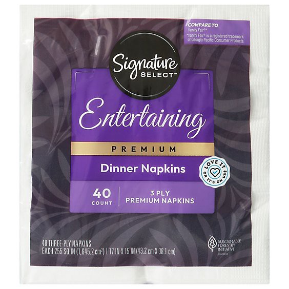 slide 1 of 1, Signature Select Napkins 3 Ply Premium Dinner - 40 Count, 40 ct