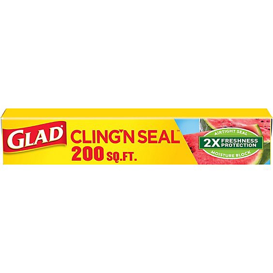 slide 1 of 10, Glad Cling ‘n Seal Plastic Food Wrap 200 Square Foot Roll, 200 sq ft