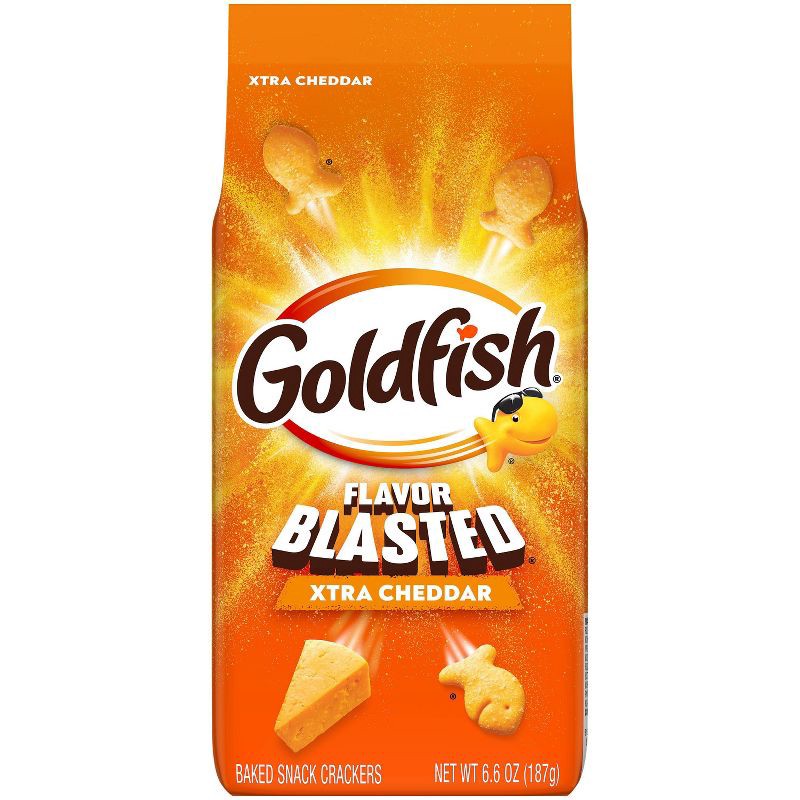 slide 1 of 8, Goldfish Flavor Blasted Xtra Cheddar Cheese Crackers Bag - 6.6oz, 6.6 oz