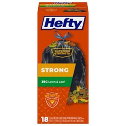 Hefty Trash Bags Drawstring Extra Strong Extra Large 39 Gallon Lawn & Leaf - 18 Count