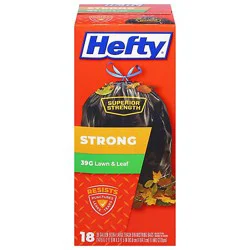 Hefty Trash Bags Drawstring Extra Strong Extra Large 39 Gallon Lawn & Leaf - 18 Count
