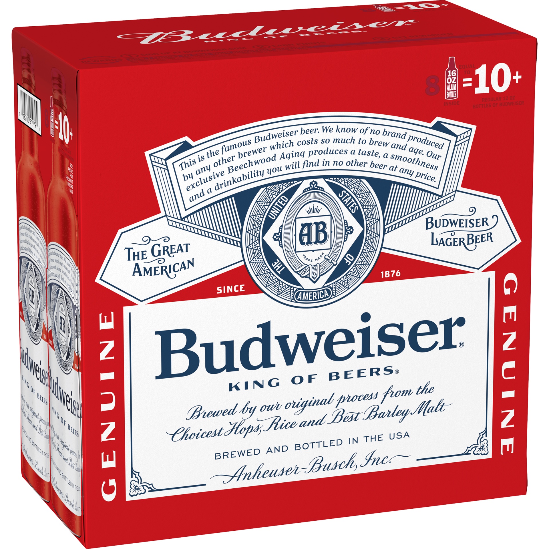 slide 2 of 3, Budweiser Lager Beer 8 ea, 8 ct; 16 fl oz