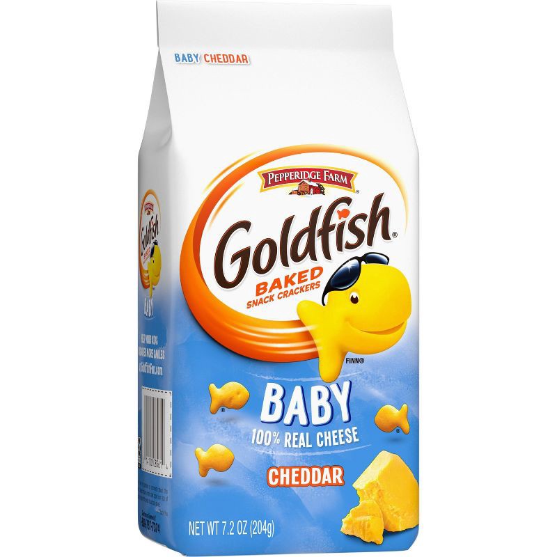 slide 8 of 9, Goldfish Baby Cheddar Crackers Snack Crackers Bag - 7.2oz, 7.2 oz