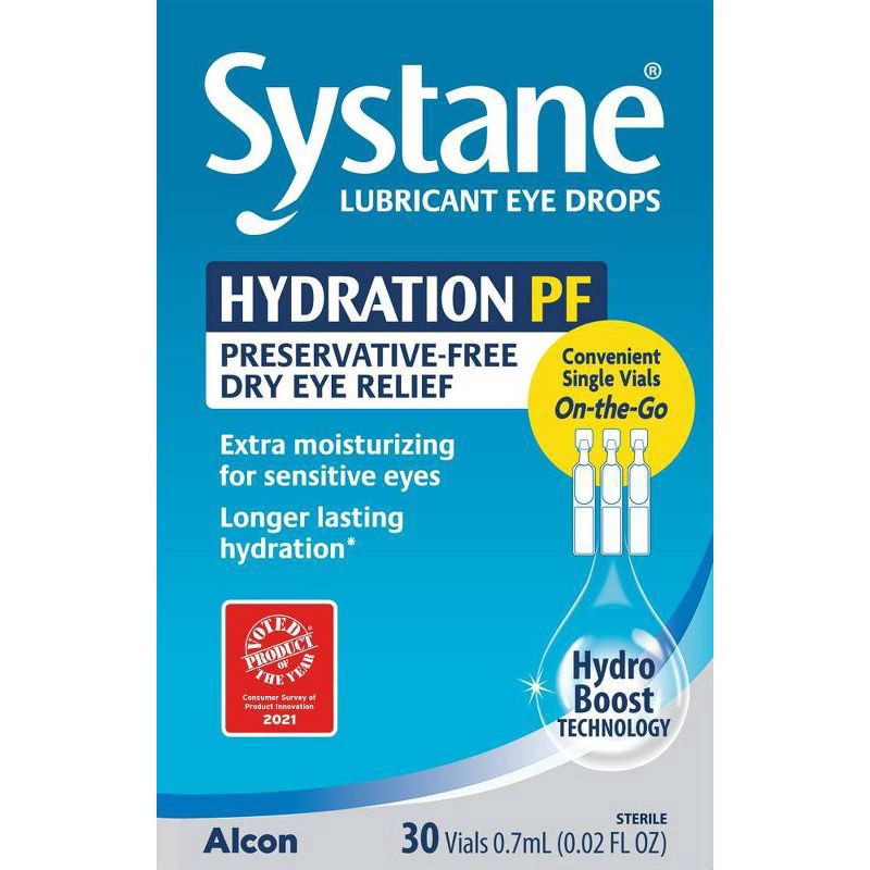 slide 1 of 4, Systane Hydration PF Lubricant Eye Drops 30 - 0.7 ml Vials, 30 ct