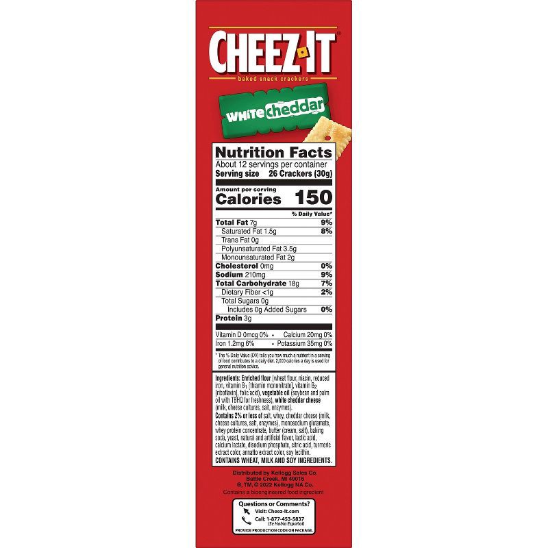 slide 8 of 9, Cheez-It White Cheddar Baked Snack Crackers - 12.4oz, 12.4 oz