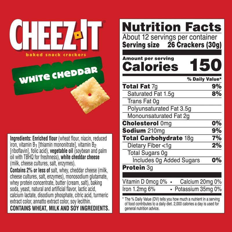 slide 8 of 10, Cheez-It White Cheddar Baked Snack Crackers - 12.4oz, 12.4 oz