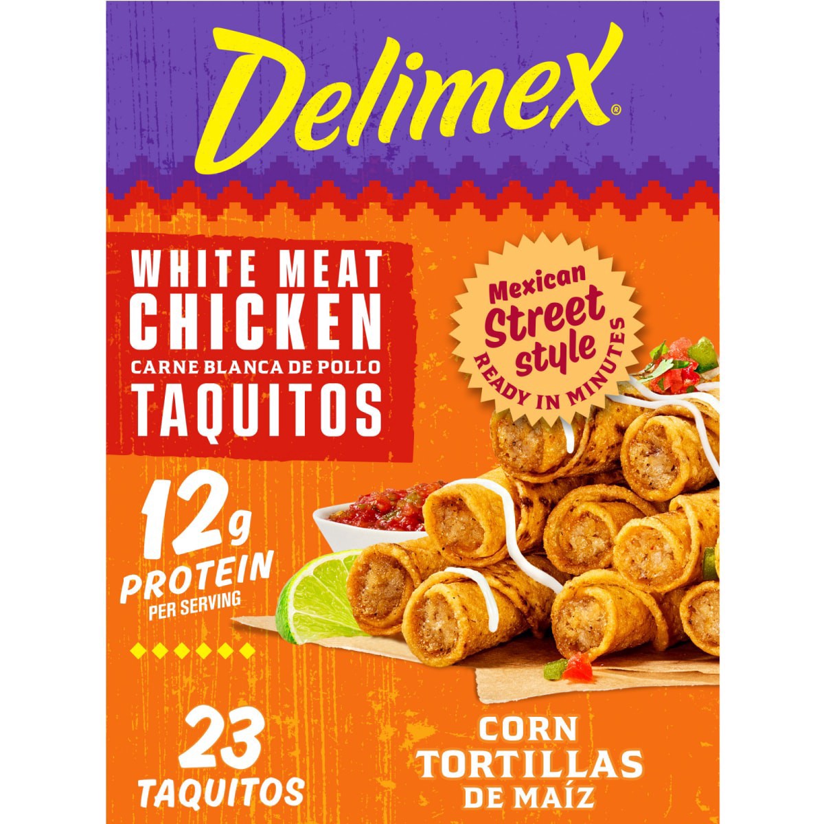 slide 1 of 1, Delimex White Meat Chicken Taquitos Frozen Snacks, 20 ct Box, 20 oz