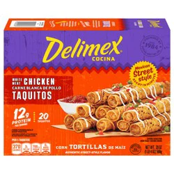 Delimex White Meat Chicken Taquitos Frozen Snacks, 20 ct Box