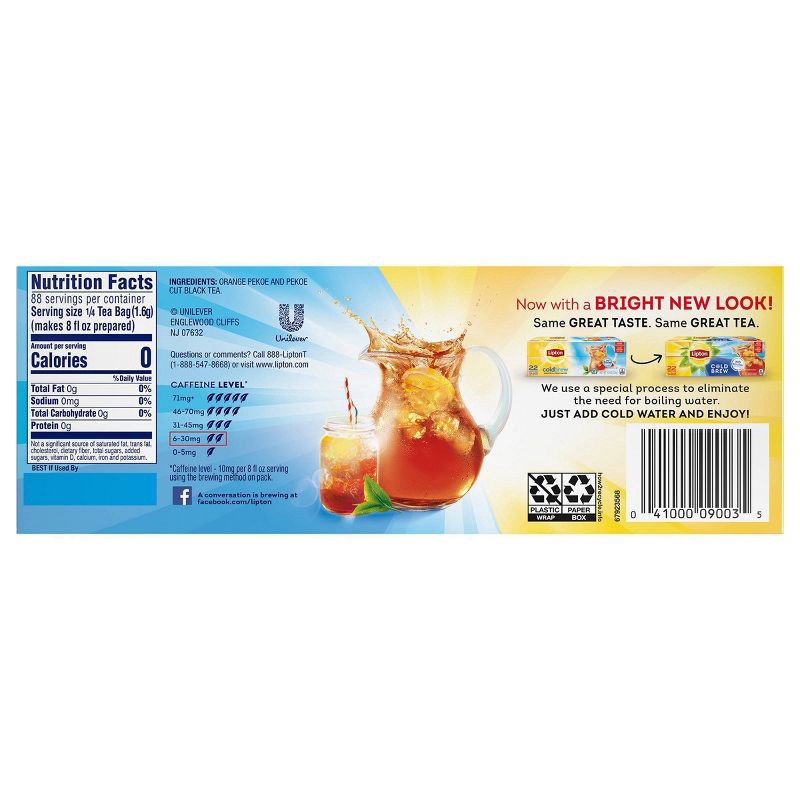 slide 2 of 6, Lipton Cold Brew Family Size Black Iced Tea Bags - 22ct, 22 ct