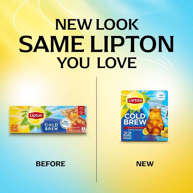slide 2 of 6, Lipton Cold Brew Family Size Black Iced Tea Bags - 22ct, 22 ct