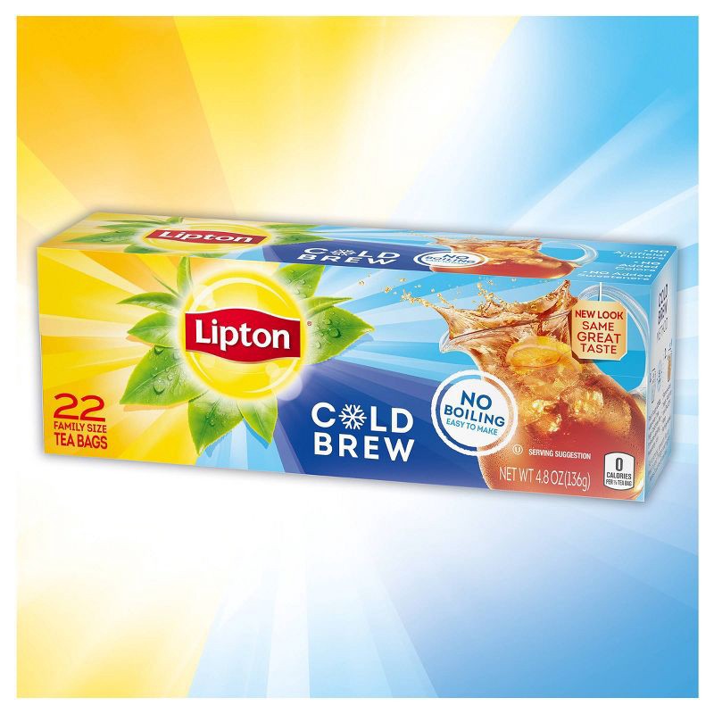 slide 3 of 6, Lipton Cold Brew Family Size Black Iced Tea Bags - 22ct, 22 ct