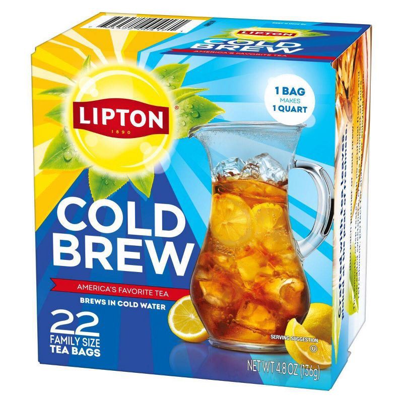 slide 5 of 6, Lipton Cold Brew Family Size Black Iced Tea Bags - 22ct, 22 ct