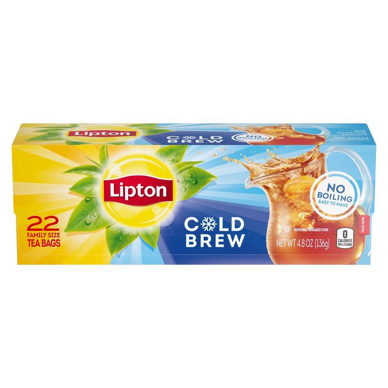 slide 1 of 6, Lipton Cold Brew Family Size Black Iced Tea Bags - 22ct, 22 ct