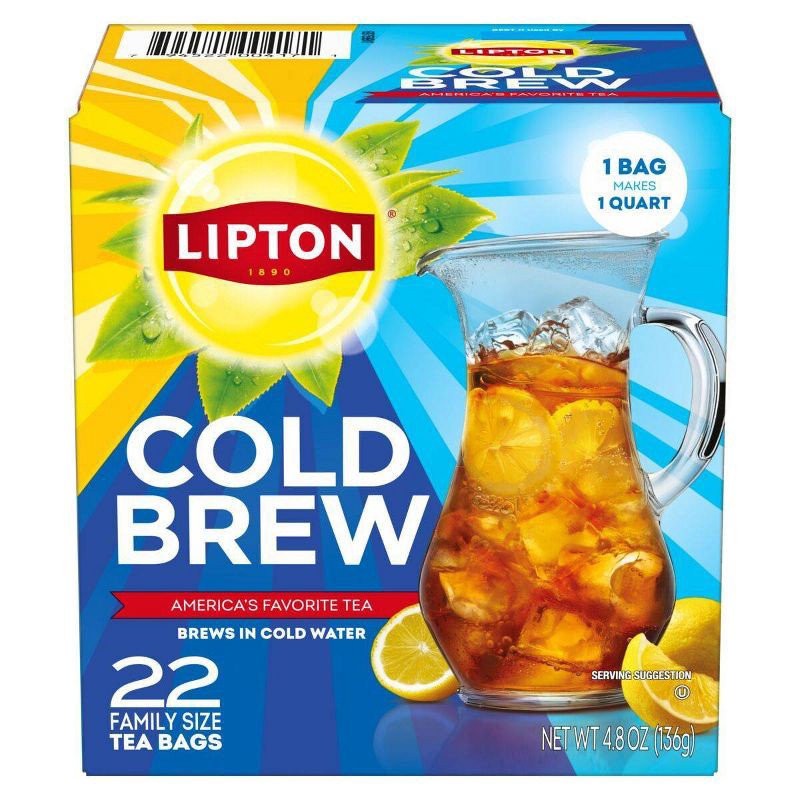 slide 1 of 6, Lipton Cold Brew Family Size Black Iced Tea Bags - 22ct, 22 ct