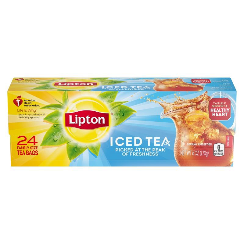 slide 1 of 6, Lipton Family Black Iced Tea Bags Unsweetened - 24ct, 24 ct