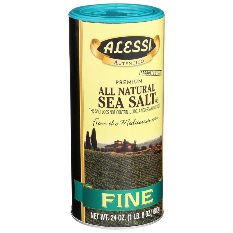 slide 2 of 4, Alessi 100% Natural Fine Sea Salt - 24oz, 24 oz