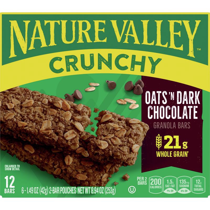 slide 2 of 10, Nature Valley Crunchy Oats 'N Dark Chocolate Granola Bars - 12ct, 12 ct