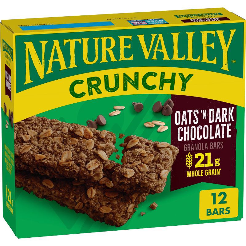 slide 1 of 10, Nature Valley Crunchy Oats 'N Dark Chocolate Granola Bars - 12ct, 12 ct