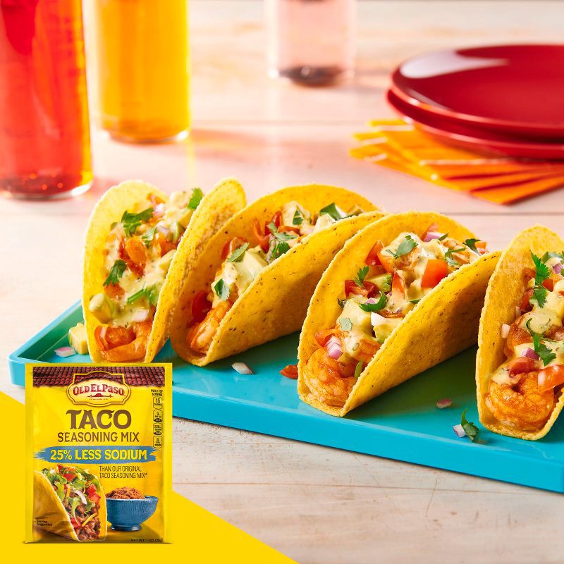 slide 3 of 10, Old El Paso 25% Less Sodium Gluten Free Taco Seasoning 1oz, 1 oz