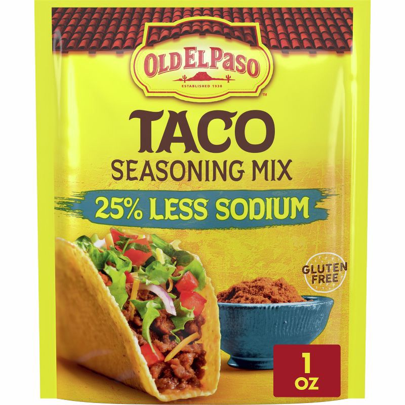 slide 1 of 10, Old El Paso 25% Less Sodium Gluten Free Taco Seasoning 1oz, 1 oz