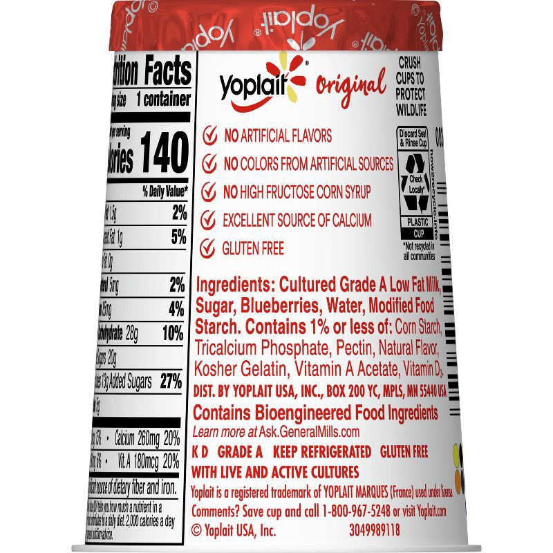slide 10 of 10, Yoplait Original Mountain Blueberry Yogurt - 6oz, 6 oz