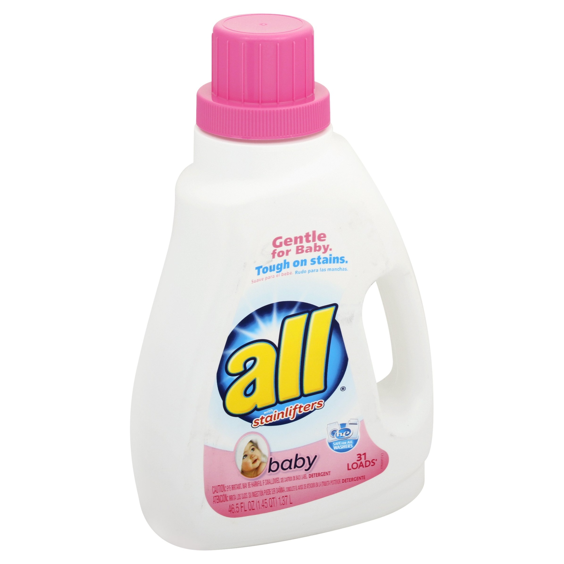 slide 1 of 6, All Baby Laundry Detergent 31 Loads Bottle, 46.5 fl oz