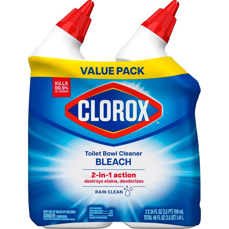 slide 2 of 17, Clorox Rain Clean Toilet Bowl Cleaner with Bleach - 24oz/2ct, 2 ct; 24 oz
