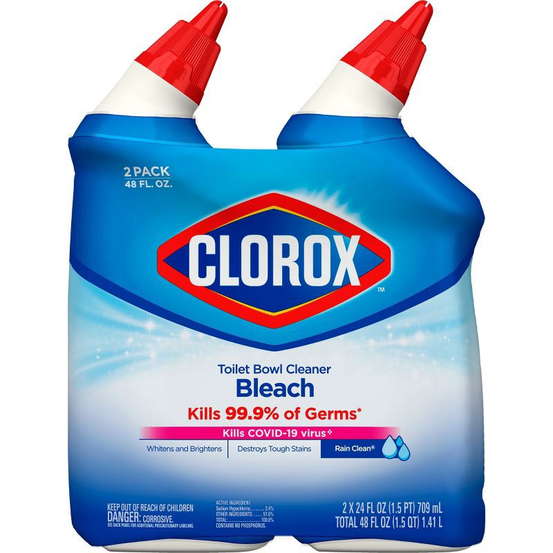 slide 2 of 12, Clorox Rain Clean Toilet Bowl Cleaner with Bleach - 24oz/2ct, 2 ct; 24 oz