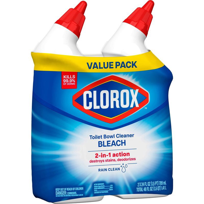 slide 12 of 17, Clorox Rain Clean Toilet Bowl Cleaner with Bleach - 24oz/2ct, 2 ct; 24 oz