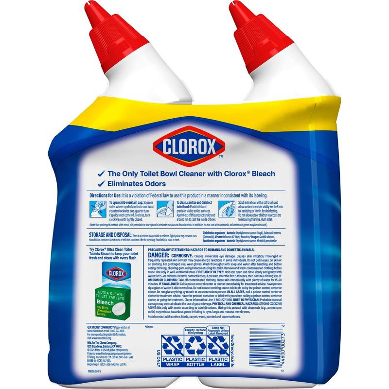 slide 13 of 17, Clorox Rain Clean Toilet Bowl Cleaner with Bleach - 24oz/2ct, 2 ct; 24 oz