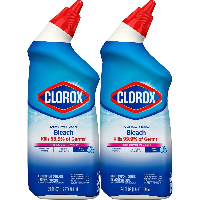 slide 9 of 12, Clorox Rain Clean Toilet Bowl Cleaner with Bleach - 24oz/2ct, 2 ct; 24 oz