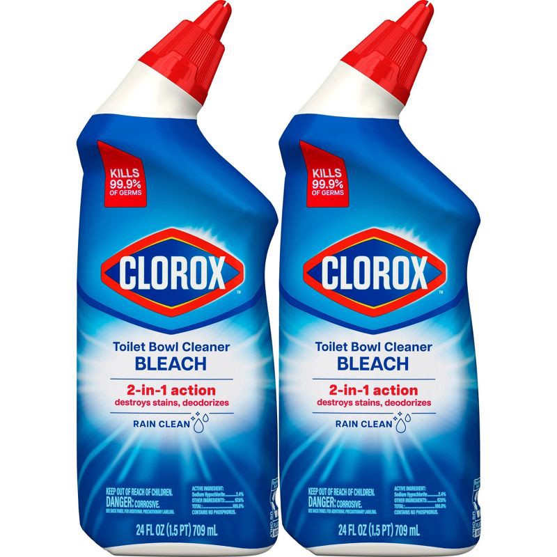 slide 11 of 17, Clorox Rain Clean Toilet Bowl Cleaner with Bleach - 24oz/2ct, 2 ct; 24 oz