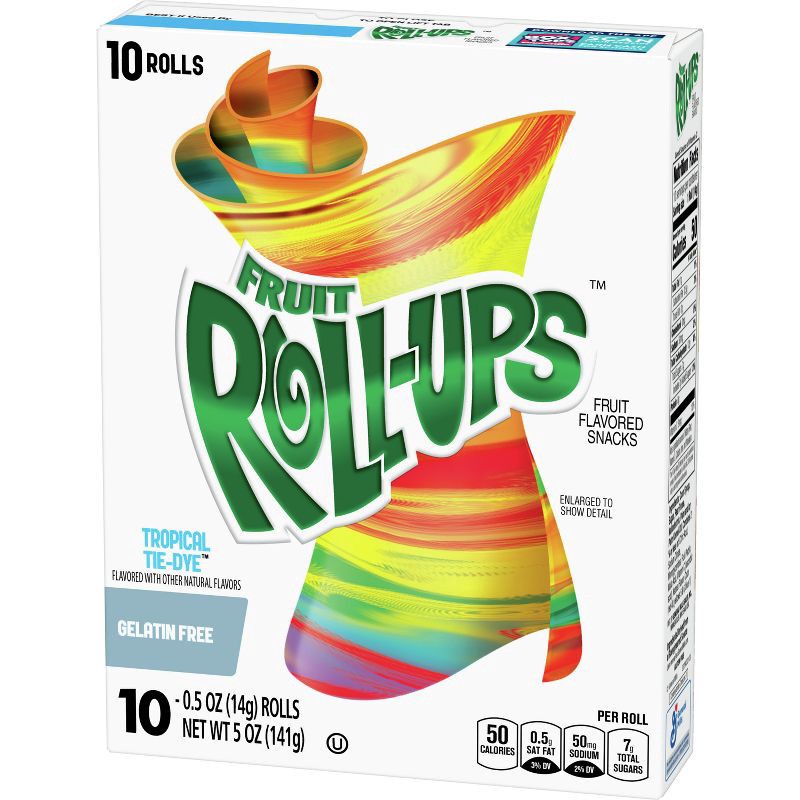 slide 3 of 6, Betty Crocker Fruit Roll-Ups Tropical Tie-Dye Snacks - 10ct/5oz, 10 ct; 5 oz