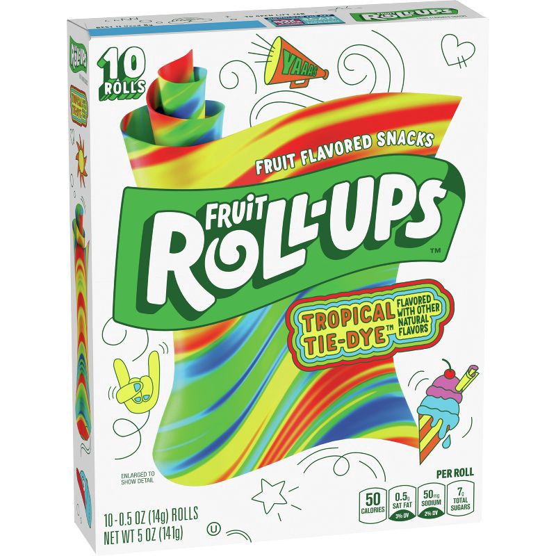 slide 1 of 6, Betty Crocker Fruit Roll-Ups Tropical Tie-Dye Snacks - 10ct, 10 ct