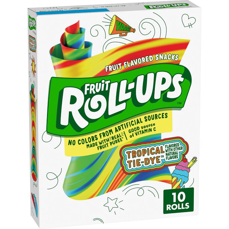 slide 1 of 8, Betty Crocker Fruit Roll-Ups Tropical Tie-Dye Snacks - 10ct/5oz: Gluten-Free, Plant-Based, 10 ct; 5 oz