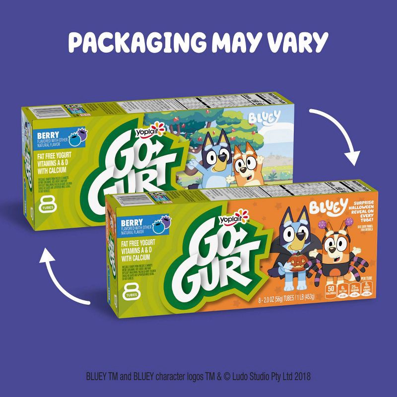 slide 2 of 14, Yoplait Go-Gurt Strawberry and Blueberry Kids' Yogurt Tubes - 2oz/8ct, 8 ct; 2 oz