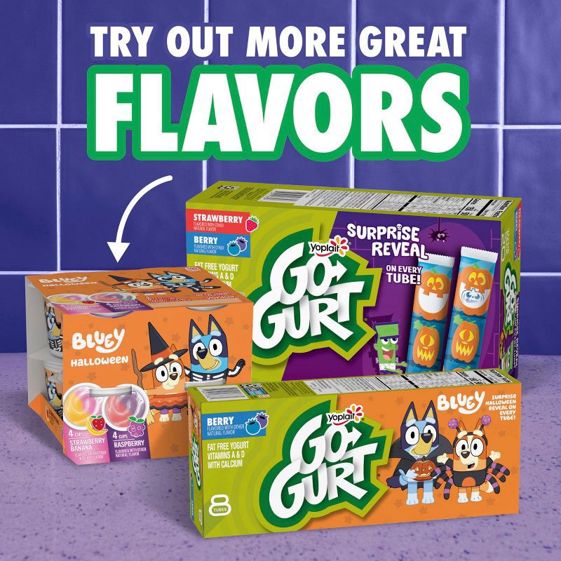 slide 5 of 14, Yoplait Go-Gurt Strawberry and Blueberry Kids' Yogurt Tubes - 2oz/8ct, 8 ct; 2 oz