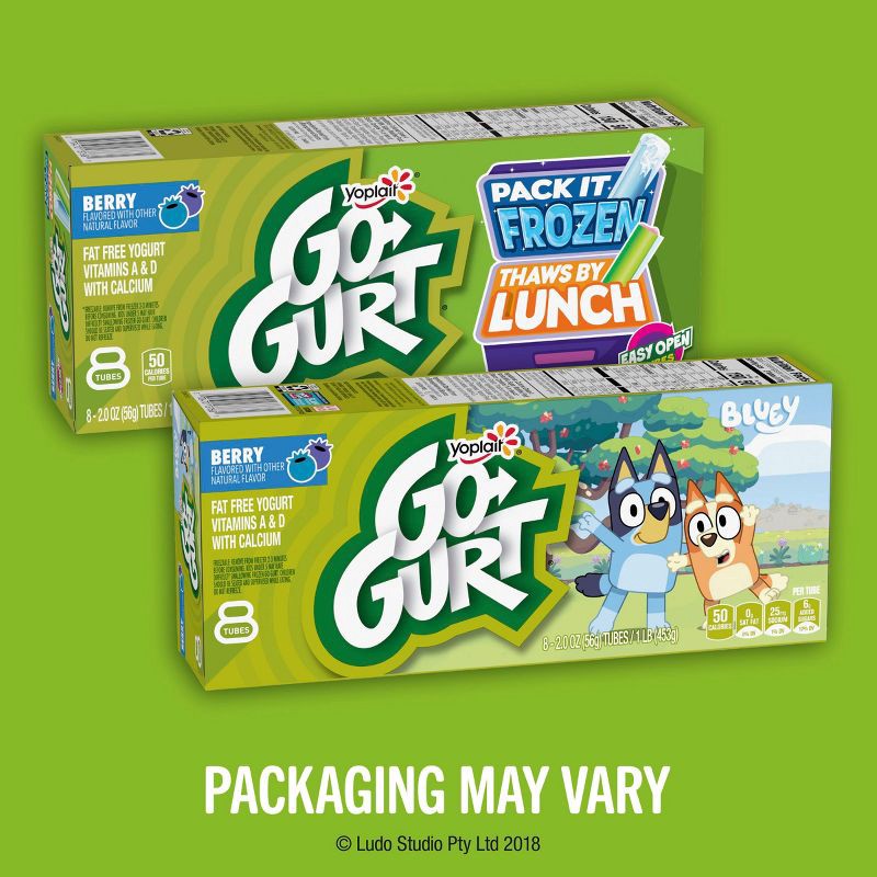 slide 11 of 14, Yoplait Go-Gurt Strawberry and Blueberry Kids' Yogurt Tubes - 2oz/8ct, 8 ct; 2 oz