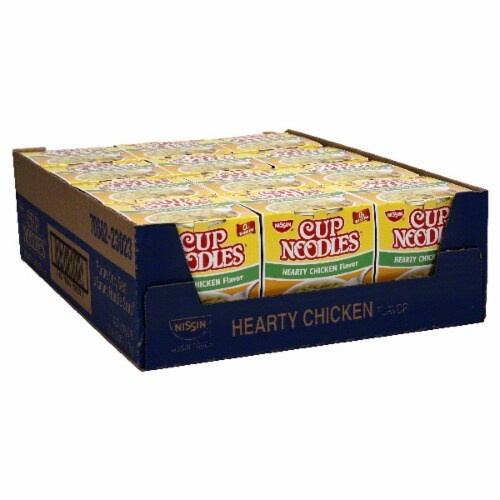 slide 1 of 1, Nissin Cup Noodles Ramen Noodle Soup Hearty Chicken Flavor, 12 ct; 2.25 oz