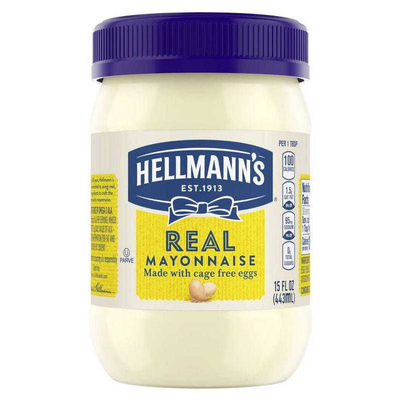 slide 2 of 6, Hellmann's Mayonnaise for Delicious Sandwiches Real Mayo Rich in Omega 3-ALA 15oz, 15 oz