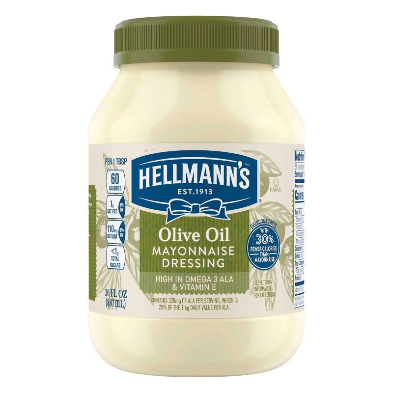 slide 1 of 7, Hellmann's Mayonnaise Dressing with Olive Oil 30oz, 30 oz