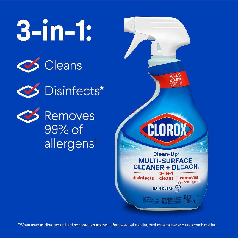 slide 3 of 17, Clorox Rain Clean Scent Clean-Up All Purpose Cleaner with Bleach Spray Bottle - 32 fl oz, 32 fl oz