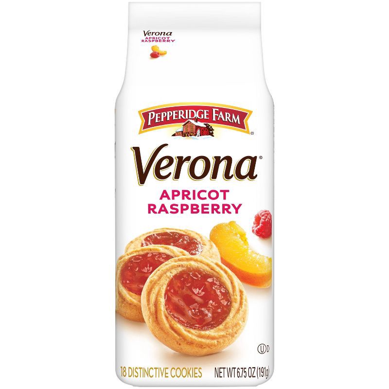 slide 1 of 9, Pepperidge Farm Verona Apricot Raspberry Thumbprint Cookies - 6.75oz: Low Sodium, No Artificial Flavors, No Preservatives, 6.75 oz