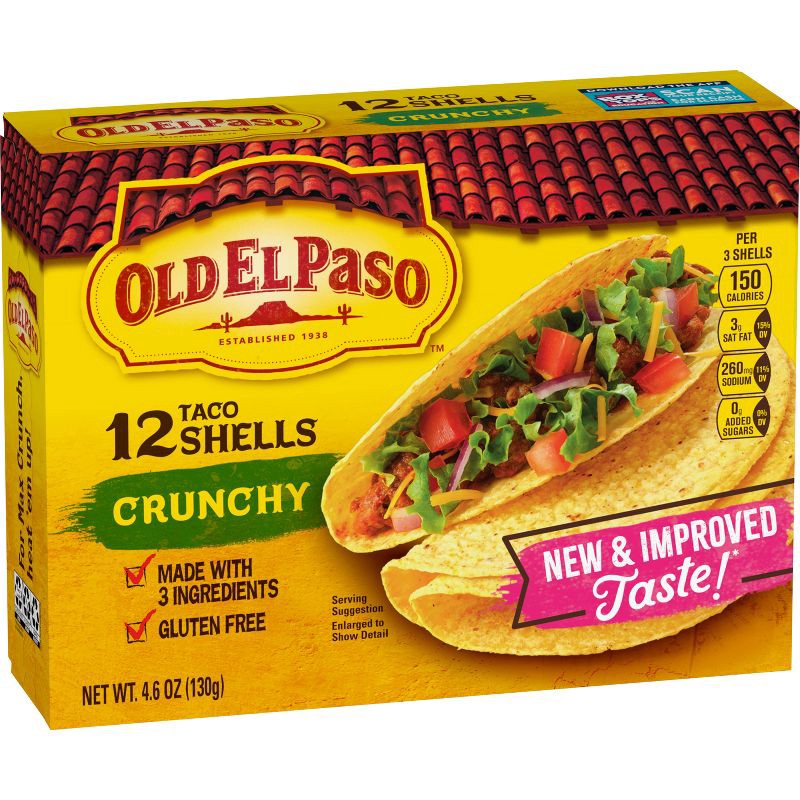 slide 1 of 12, Old El Paso Gluten Free Vegan Crunchy Taco Shells - 12pk/4.6oz, 12 ct; 4.6 oz